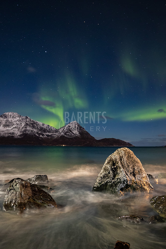 Nordlys på stranda